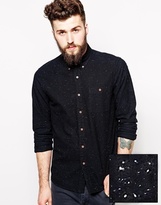 Thumbnail for your product : ASOS Oxford Shirt In Black With Long Sleeve And Neps - Black
