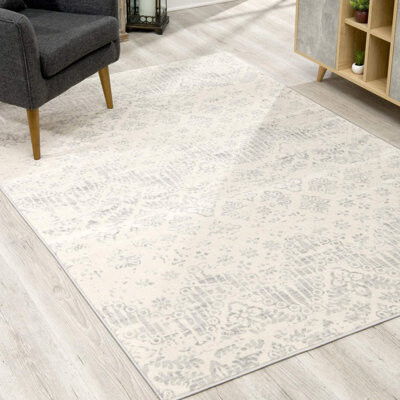 Foundry Select Rectangle Christipher Abstract Machine Woven Polypropylene Area Rug in Ivory