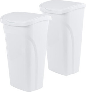 United Solutions Kitchen Trash Can, 10 Gal, 2 Pack, Dual Swing Lid, White
