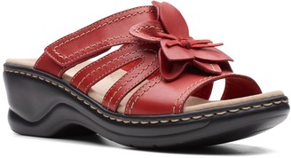 clarks red leather sandals