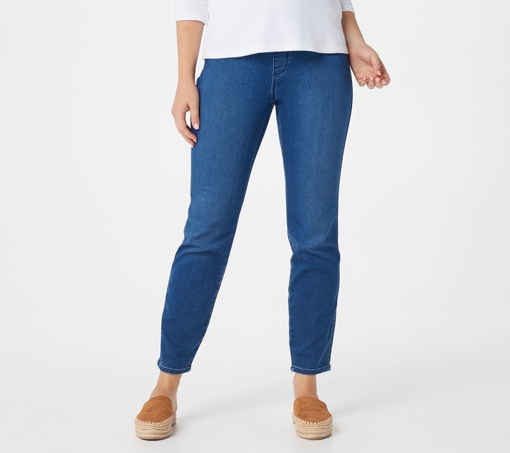 knit denim pull on jeans