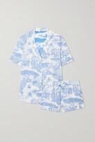 Thumbnail for your product : Desmond & Dempsey Printed Organic Cotton-voile Pajama Set - Blue