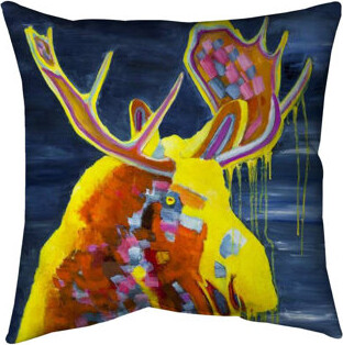 Begin Edition International Inc. Colorful Moose Indoor / Outdoor Square Throw Pillow Cover