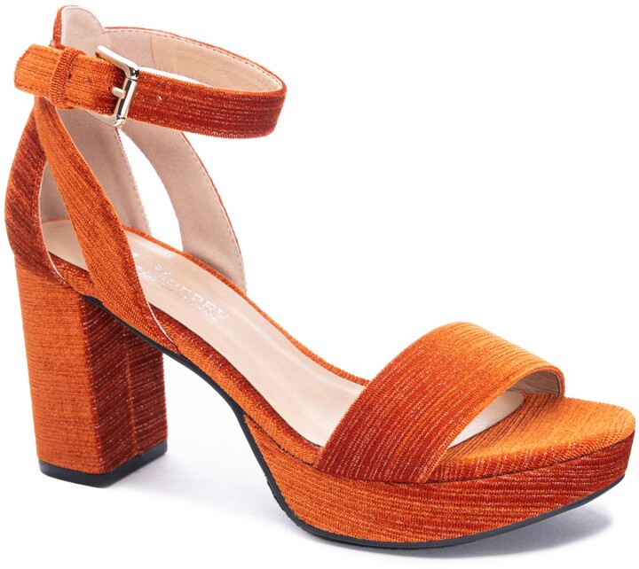 burnt orange platform heels