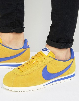 Nike Cortez Leather Sneakers In Yellow 861535-700