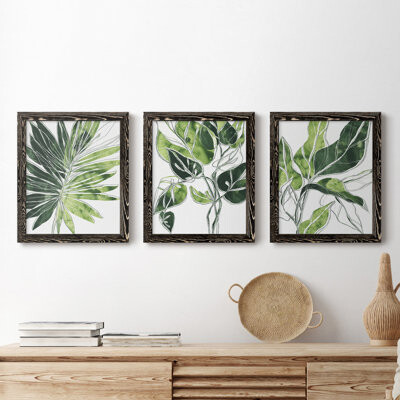 Red Barrel Studio Expressive Palm I - 3 Piece Picture Frame Painting Set on Canvas