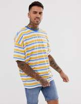 Thumbnail for your product : ASOS Design DESIGN oversized stripe t-shirt with contrast neck in slub fabric