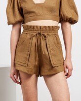 Thumbnail for your product : Shona Joy Women's Green High-Waisted - Lucille Paperbag Shorts - Size 8 at The Iconic