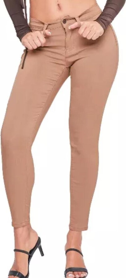 YMI Jeanswear Mid-Rise Hyperstretch Skinny Jean In Almond