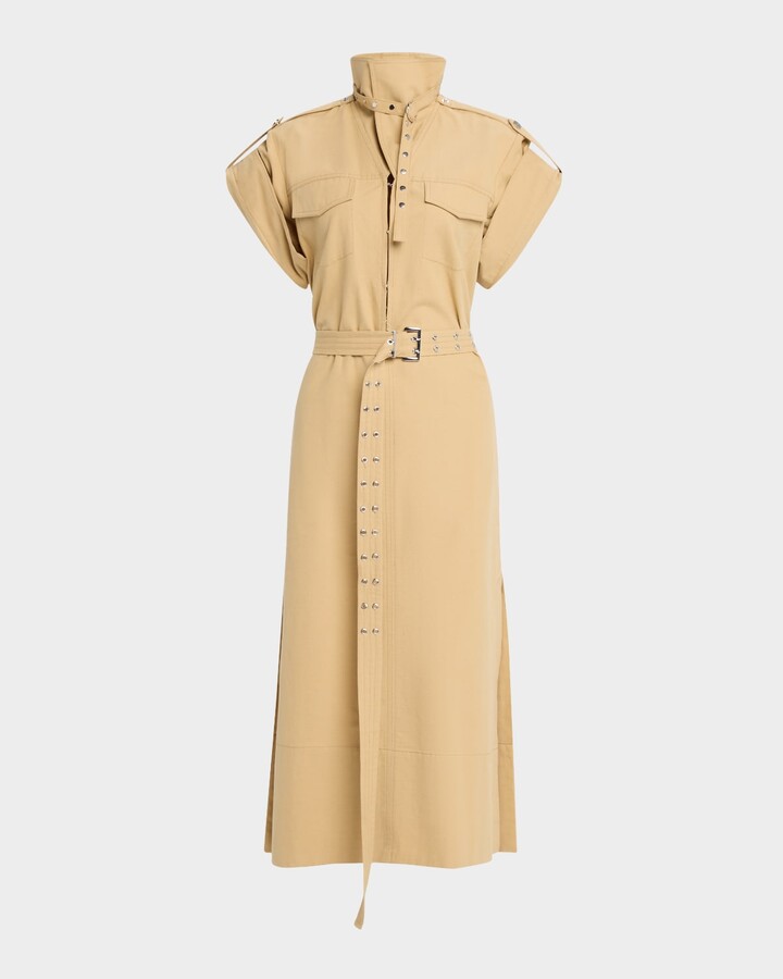 Ganni Cowl-Neck Summer Suiting Dress