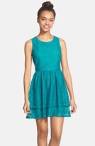 Thumbnail for your product : Mimichica Mimi Chica Layered Lace Fit & Flare Dress (Juniors)