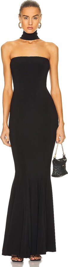 Norma Kamali Turtleneck Strapless Fishtail Gown in Black