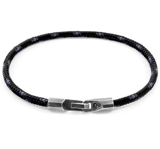Anchor & Crew Black Talbot Silver & Rope Bracelet