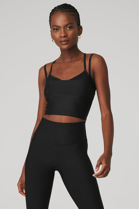 Alo Yoga Airlift Double Check Bra Tank Top in Black, Size: XS