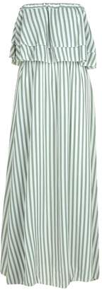 boohoo Dara Double Ruffle Striped Woven Maxi Dress