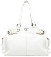 Thumbnail for your product : Prada Pre-Owned White Vitello Daino Leather Side Pocket Shoulder Bag