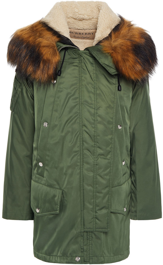 Burberry Faux Fur-trimmed Shell Hooded Parka - ShopStyle
