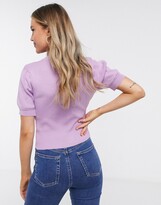 Thumbnail for your product : Daisy Street button front top with puff sleeves in knit