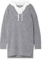 Thumbnail for your product : Alexander Wang Alexanderwang.T Hooded Layered Wool And Cotton-blend Jersey Mini Dress