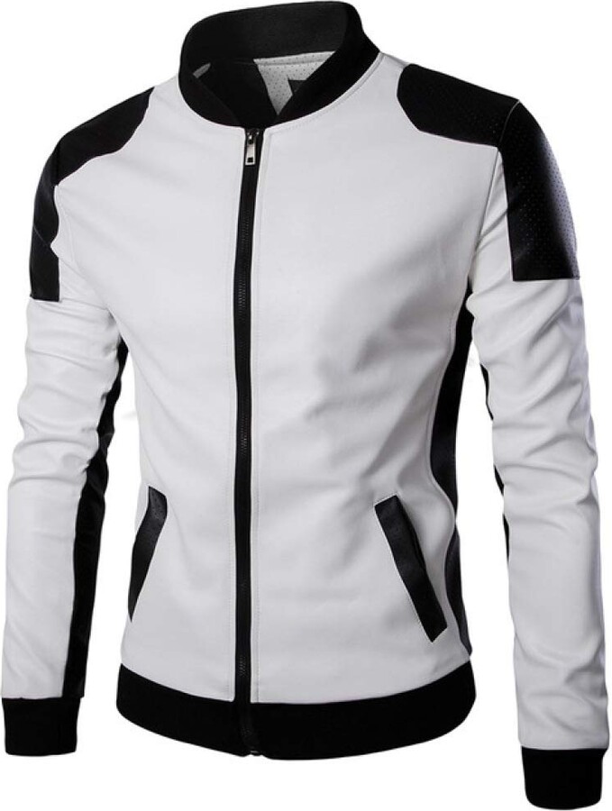 black jacket white collar