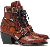 Thumbnail for your product : Chloé Brown Rylee 60 boot in python print calfskin