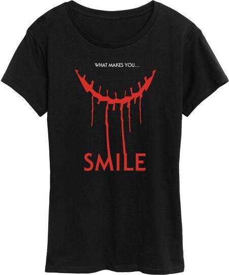 S.MILE Women'sSMILEWhatMakesYouLogoShortSleeveGraphicT-Shirt-Black-2X-Large