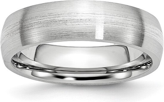 Black Bow Jewelry Co. BlackBowJewelry6mmCobalt&SterlingSilverInlaySatinHalfRoundBand,Size10