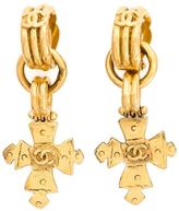 Chanel Vintage boucles d'oreille clip à design de croix