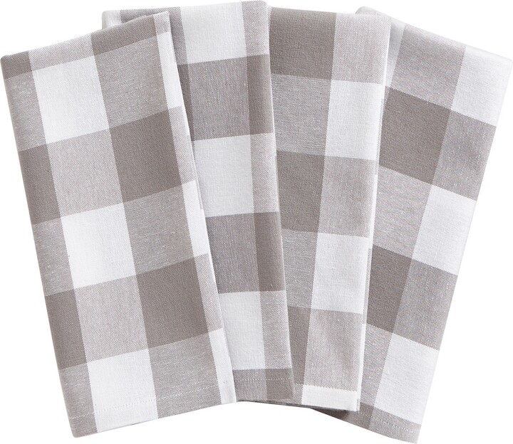 Everyday Casual Prints Assorted Cotton Fabric Napkins Set of 24 - Gray - Elrene Home Fashions