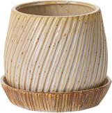 Winston Porter Carved Pot with Saucer 8.75"x 7.75"