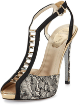 Thumbnail for your product : Rene Caovilla Lace T-Strap High Sandal