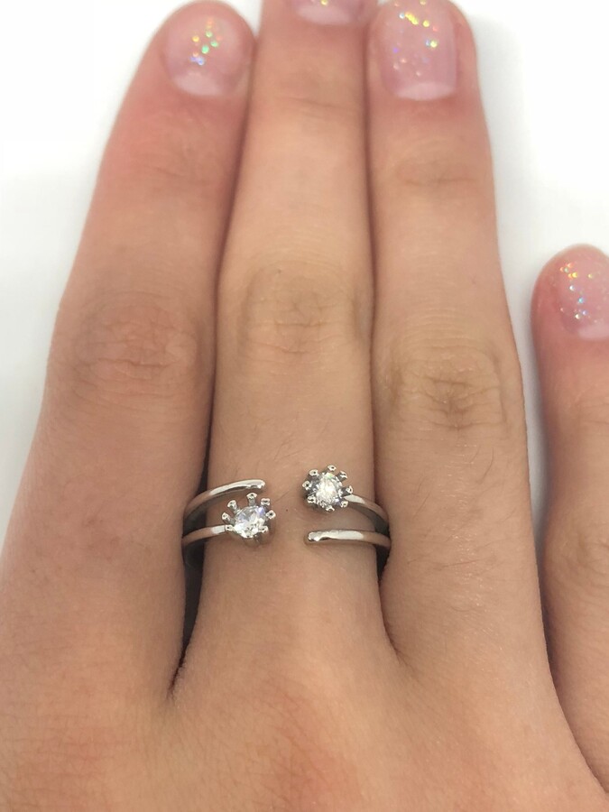 Etsy Brooklyn Line Micro Cubic Zirconia Crystal Sterling Silver Band Ring