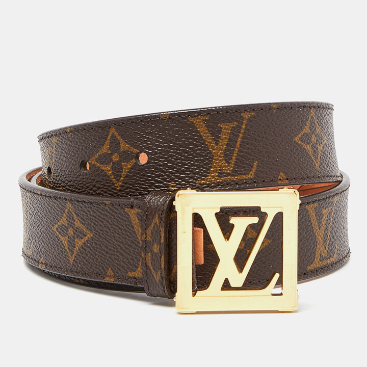 Signature leather belt Louis Vuitton Brown size 85 cm in Leather