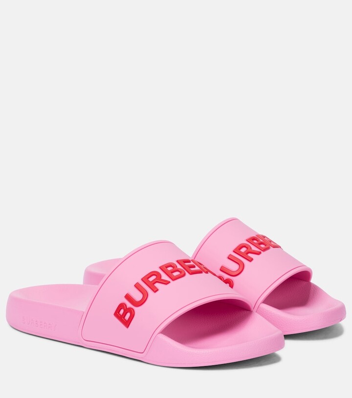 Burberry Logo rubber slides - ShopStyle