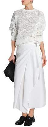 Brunello Cucinelli Crinkled Cotton-Blend Wrap Maxi Skirt