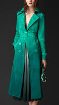 Thumbnail for your product : Burberry Dégradé Suede Trench Coat with Patent Trim