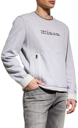 Kiton Men's Zip-Pocket Logo Sweatshirt