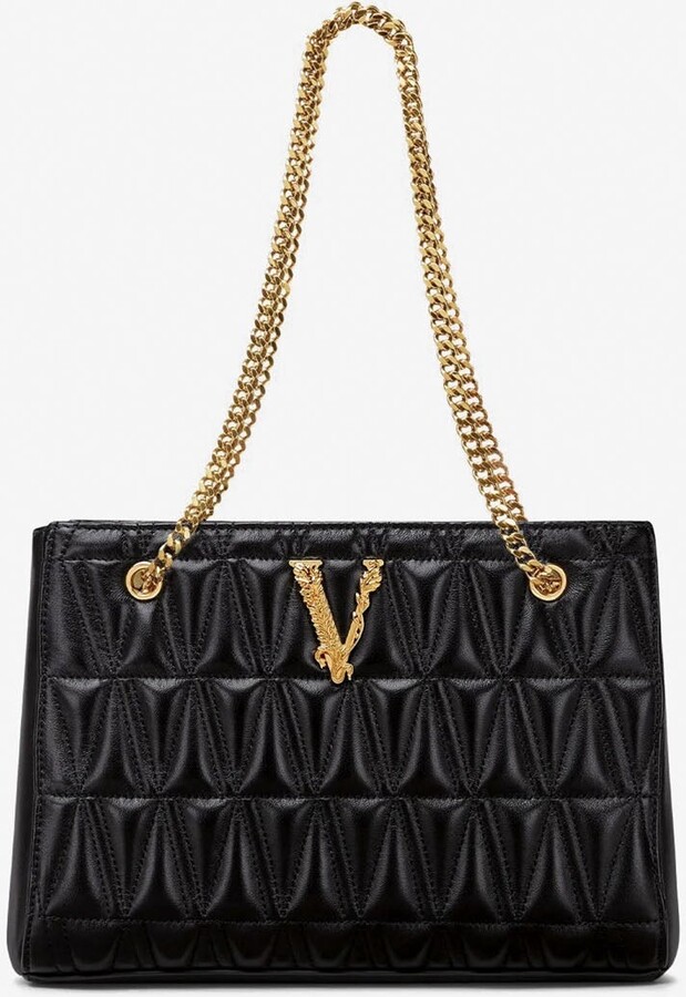 Versace Small Virtus Quilted Tote Bag in Nappa Leather ShopStyle