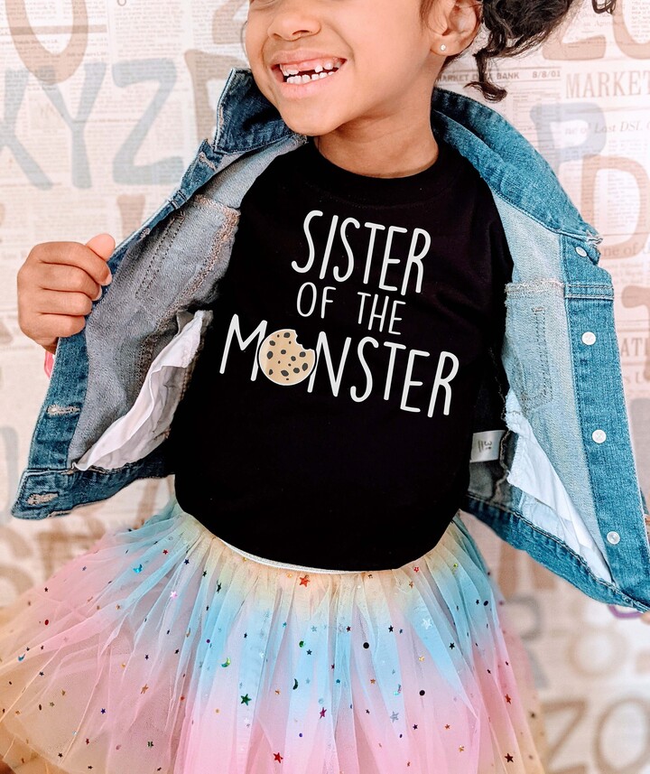 Sibling Of The Monster. Cookie Themed Birthday. Brother. Sister. Matching. Youth. Family Matching Tees. Cookies & Milk. First