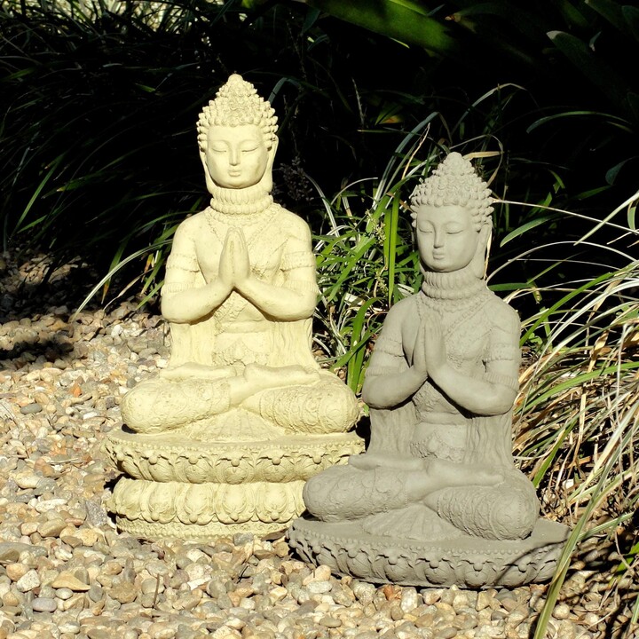 Praying Buddha Statue Solid Stone Meditating Sculpture. Home & Garden Sanctuary Decor. Handcrafted U.s.a