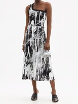 Thumbnail for your product : Christopher Kane Mindscape One-shoulder Cotton-jersey Dress - Black White
