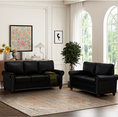 Latitude Run Living Room With Removable Storage Feature 2+3 Sectional Faux Leather Strong Solid Wood & Metal Frame Comfortable Foam Padding Easy Assembly Ample