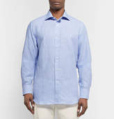 Thumbnail for your product : Canali Blue Slim-Fit Pinstriped Linen Shirt