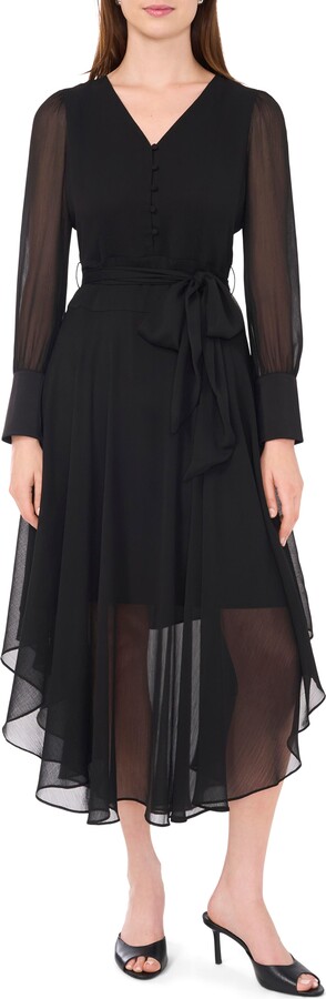 Halogen Tie Waist Long Sleeve Maxi Dress