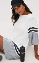 Thumbnail for your product : PrettyLittleThing White Contrast Frill Sleeve T Shirt Dress