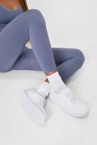 Thumbnail for your product : Nasty Gal Womens Faux Leather Lace Up Round Toe Sneakers