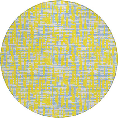 HomeRoots 8' Yellow Round Abstract Washable Indoor Outdoor Area Rug