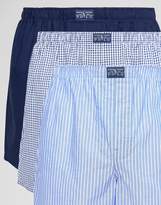 Thumbnail for your product : Polo Ralph Lauren 3 Pack Woven Boxers in Blue Stripe/Navy Gingham/Navy Solid