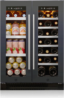 Akicon Wine And Beverage Refrigerator, 24 Inch Beverage Fridge With Glass Door, Dual Zone With 3-color Led Light, Under Counter/built-in/freestanding,