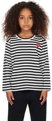 Comme des Garçons PLAY Kids Black & White Striped Heart T-Shirt